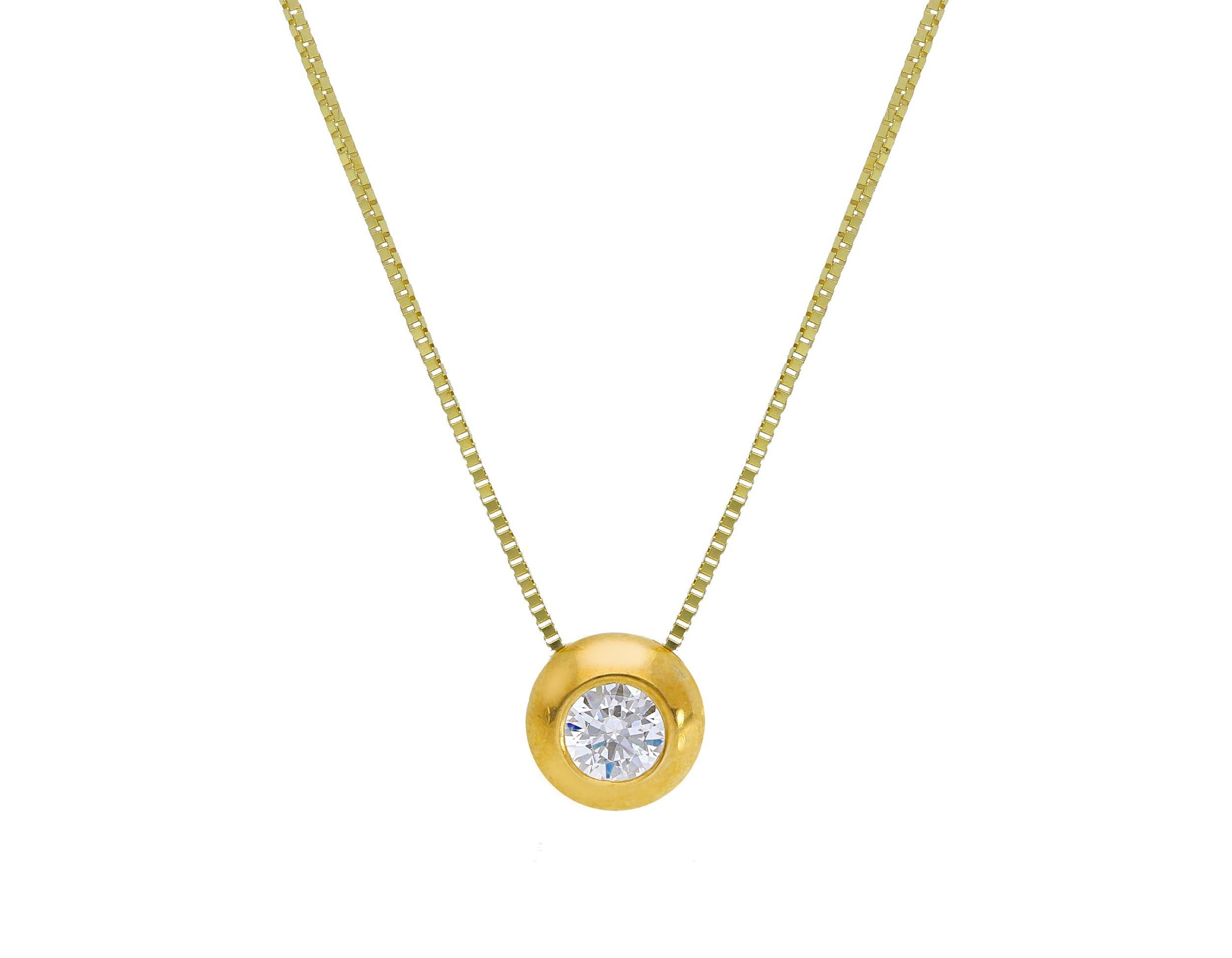 Goden necklace k9 with white zircon (code S173892)